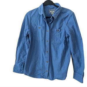 L.L. Bean Vintage Chamois Heavy Neptune Blue Flannel Button Down Size Medium